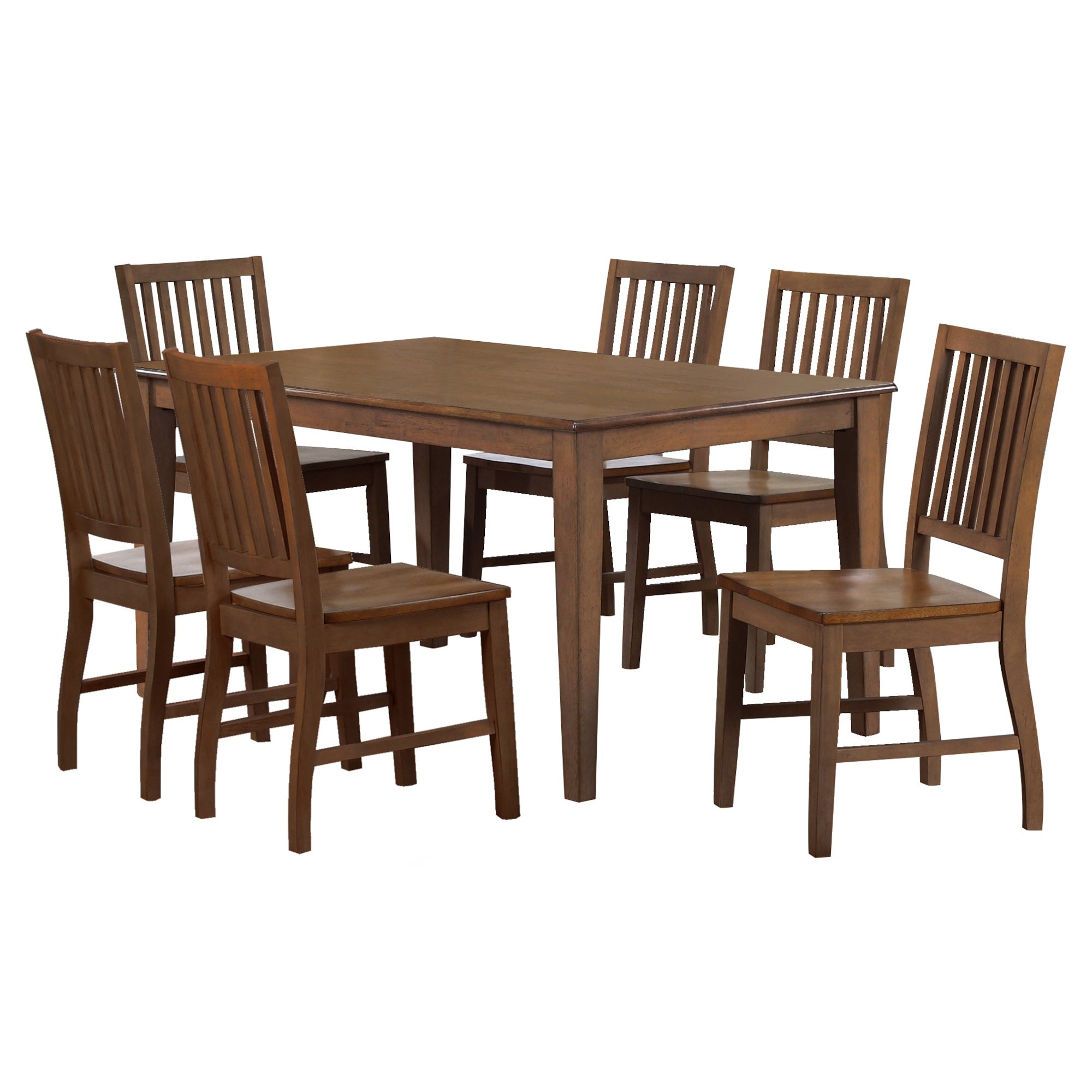 Sunset Trading Simply Brook 7 Piece 60 Rectangular Table Dining Set| 6 Chairs | Amish Brown | Seats 7