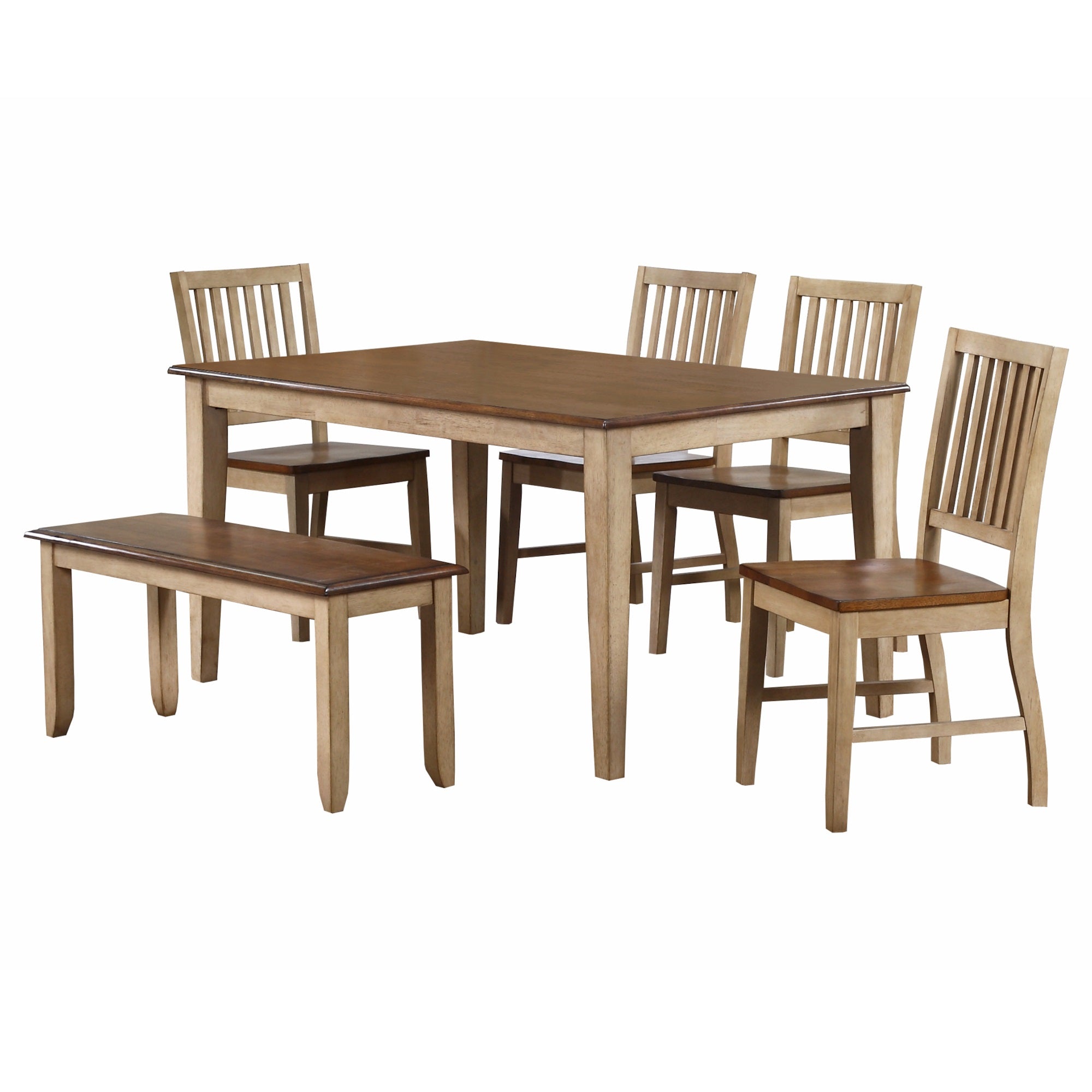 Sunset Trading Brook 6 Piece 60 Rectangular Table Dining Set With Bench | Seats 7