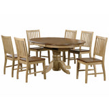 Sunset Trading Brook 7 Piece 42 Round Or 60 Oval Extendable Dining Set | Butterfly Leaf Table | Slat Back Chairs | Seats 6