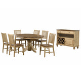 Sunset Trading Brook 8 Piece 42 Round Or 60 Oval Extendable Dining Set | Butterfly Leaf Table | Server | Seats 6