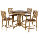 Sunset Trading Brook 5 Piece 42 Round Or 60 Oval Extendable Dining Set | Butterfly Leaf Counter Height Table | Slat Back Sto
