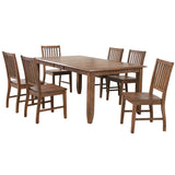 Sunset Trading Simply Brook 7 Piece 72 Rectangular Extendable Table Dining Set | 6 Slat Back Chairs| Amish Brown | Seats 8