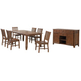 Sunset Trading Simply Brook 8 Piece 72 Rectangular Extendable Table Dining Set | Sideboard | Amish Brown | Seats 8