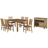 Sunset Trading Brook 8 Piece 72 Rectangular Extendable Table Dining Set With Server| Seats 8