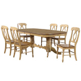 Sunset Trading Brook 7 Piece 96 Oval Extendable Dining Set With Napoleon Chairs | Double Pedestal Table | Seats 10