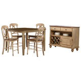 Sunset Trading Brook 6 Piece 48 Square Pub Set With Napoleon Stools | Counter Height Dining Table | Server | Seats 8