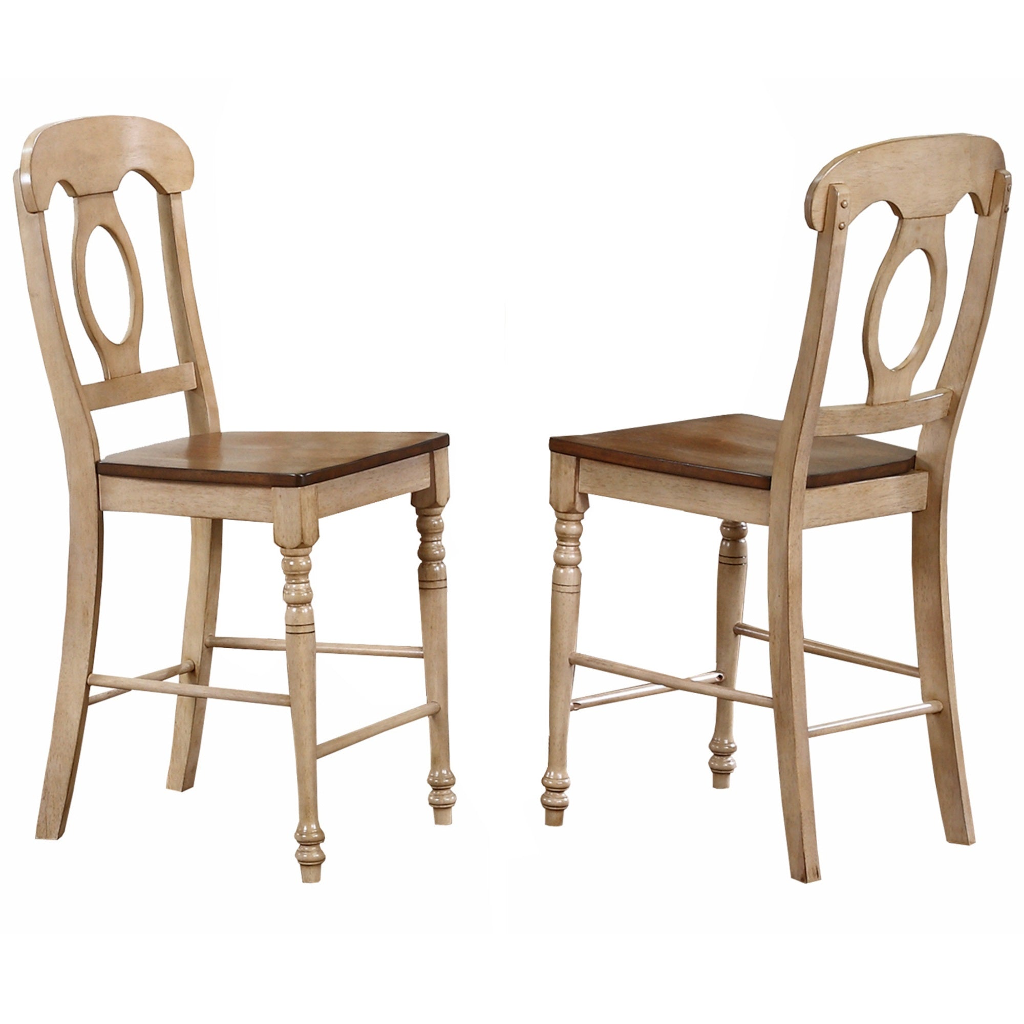 Sunset Trading Brook Napoleon Barstool | Two Tone Light Brown Wood | Counter Height Stool| Set Of 2