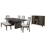 Sunset Trading Cali 7 Piece 96 Rectangular Extendable Dining Table Set | Brown Solid Wood | 4 Chairs And Bench | Server | Seat