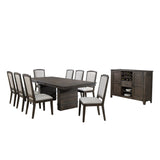 Sunset Trading Cali 10 Piece 96 Rectangular Extendable Dining Table Set With Server | Brown Solid Wood | Seats 8