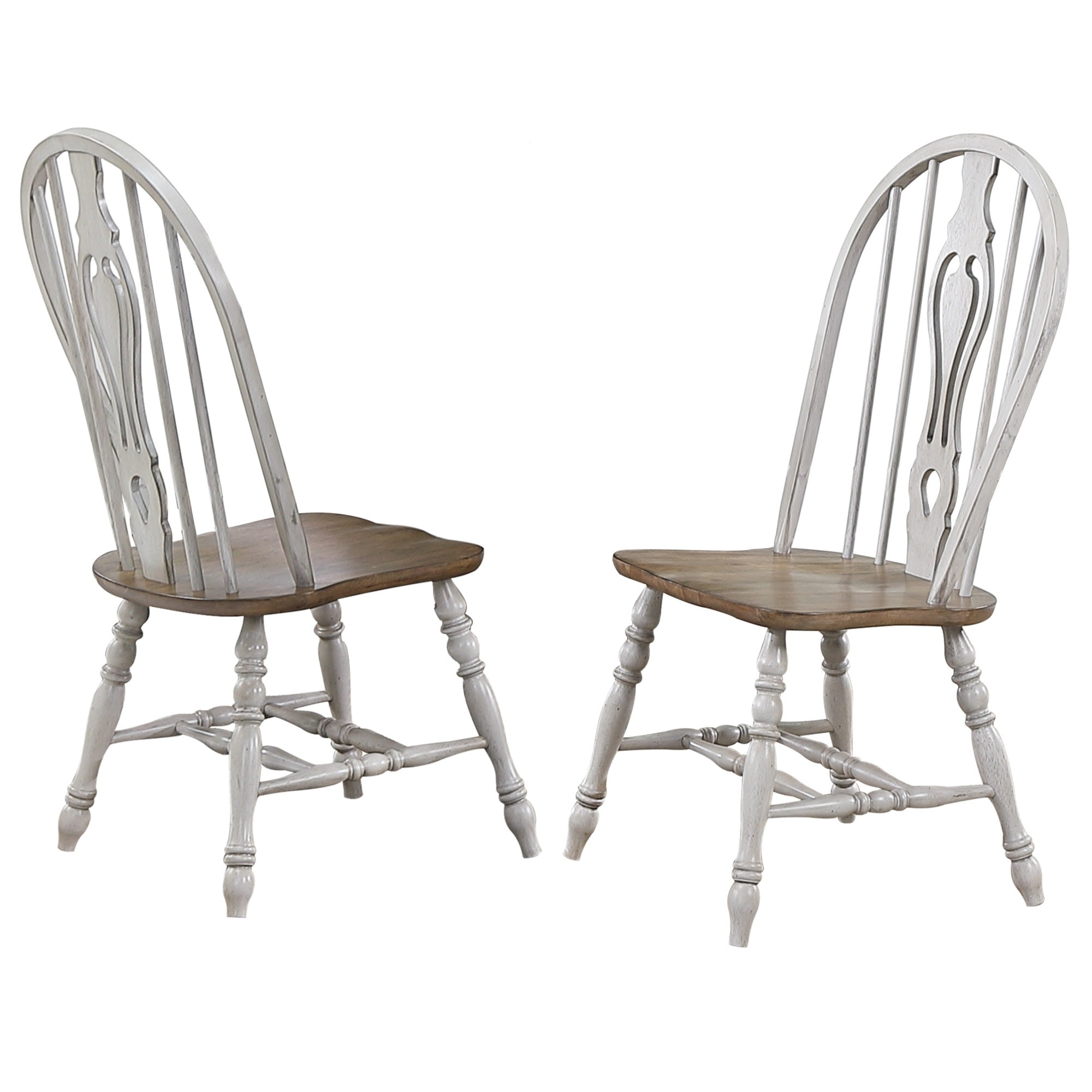 Sunset Trading Country Grove Keyhole Dining Chair | Distressed Gray And Brown Wood | Set Of 2