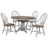 Sunset Trading Country Grove 42 Round To 60 Oval Extendable Dining Table Set | 2 Arm Chairs | Distressed Gray And Brown Wood