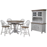 Sunset Trading Country Grove 6 Piece 42 Round To 60 Oval Extendable Pub Table Set | 4 Barstools With Arms | Counter Height D