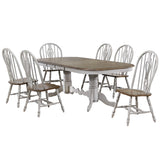 Sunset Trading Country Grove 7 Piece 96 Oval Double Pedestal Extendable Dining Table Set | Distressed Gray And Brown Wood | Se