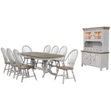 Sunset Trading Country Grove 10 Piece 96 Oval Double Pedestal Extendable Dining Table Set | 2 Arm Chairs | Lighted China Cabin