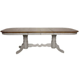 Sunset Trading Country Grove 96 Oval Double Pedestal Extendable Dining Table | Distressed Gray And Brown Wood | Seats 10