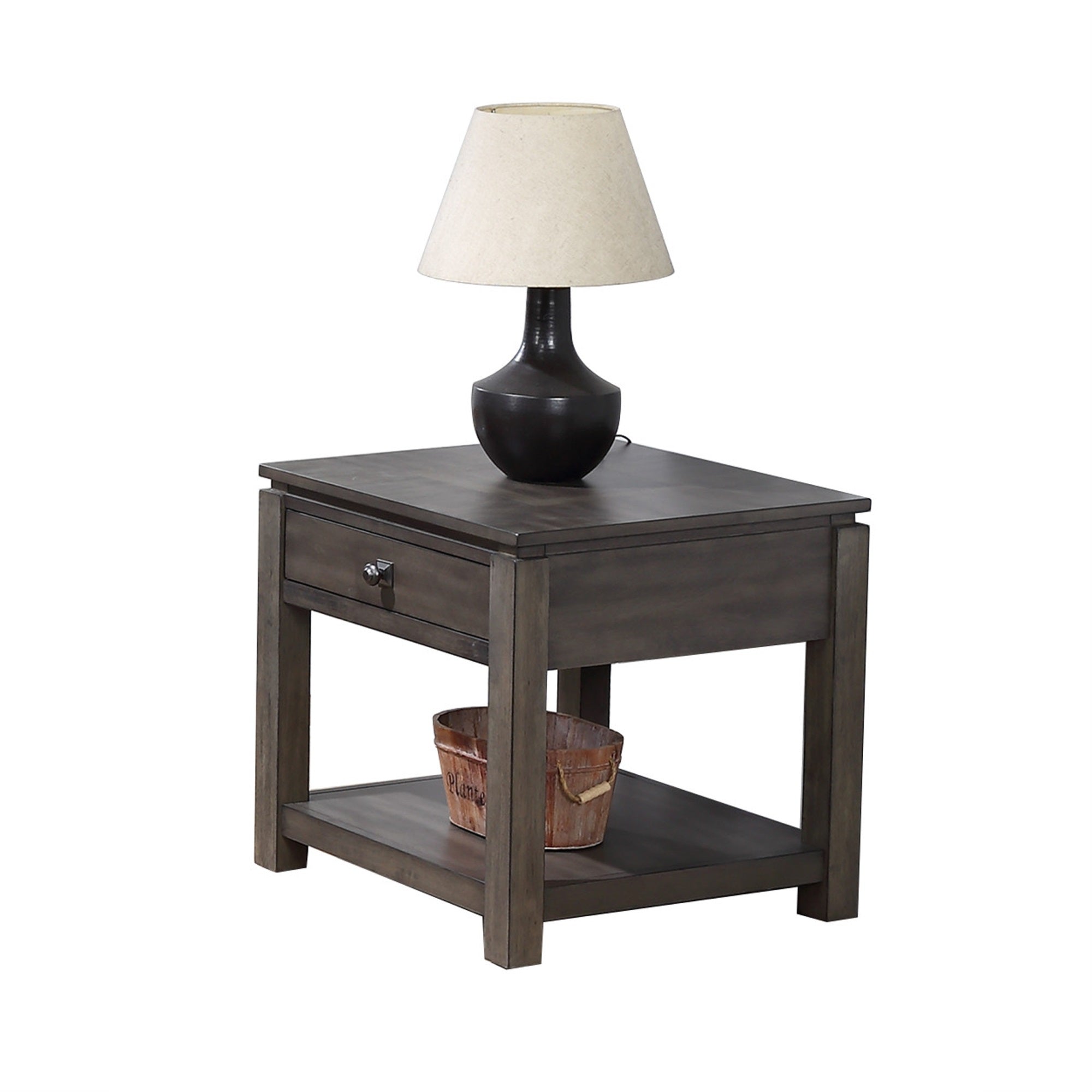 Sunset Trading Shades Of Gray End Table With Drawer And Shelf