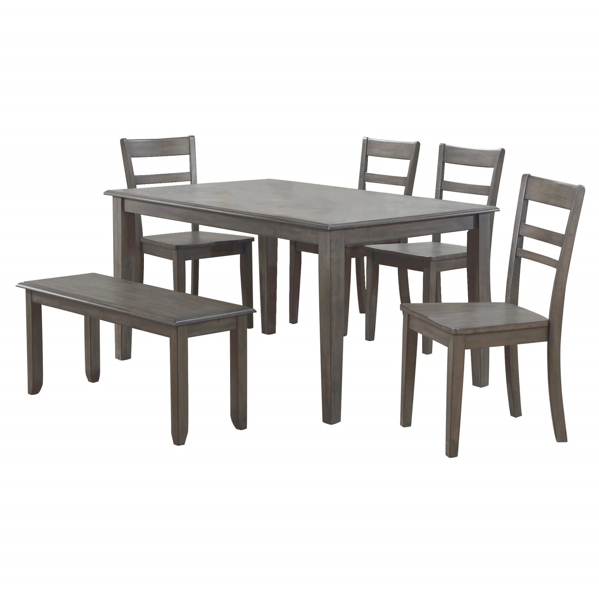 Sunset Trading Shades Of Gray 6 Piece 60 Rectangular Dining Table Set | 4 Chairs | Bench | Seats 6
