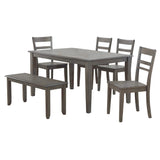 Sunset Trading Shades Of Gray 6 Piece 60 Rectangular Dining Table Set | 4 Chairs | Bench | Seats 6
