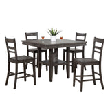 Sunset Trading Shades Of Gray 5 Piece 45 Square Pub Set | Table With Storage Shelf | Counter Height Dining | Seats 6