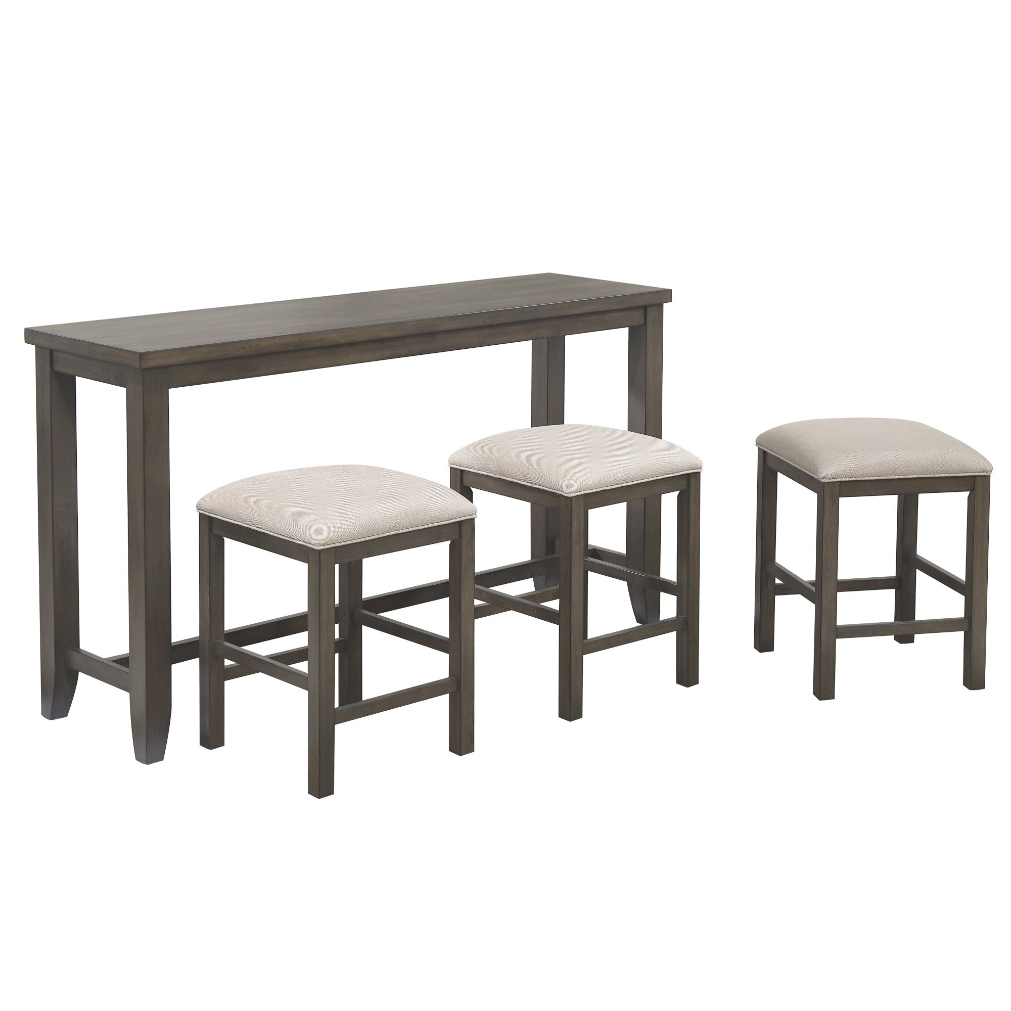 Sunset Trading Shades Of Gray 4 Piece 65 Rectangular Narrow Pub Table Set | Small Space Counter Height Dining | Sofa Console W
