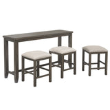 Sunset Trading Shades Of Gray 4 Piece 65 Rectangular Narrow Pub Table Set | Small Space Counter Height Dining | Sofa Console W