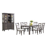 Sunset Trading Shades Of Gray 9 Piece 82 Rectangular Extendable Dining Set | Lighted China Cabinet | Seats 8
