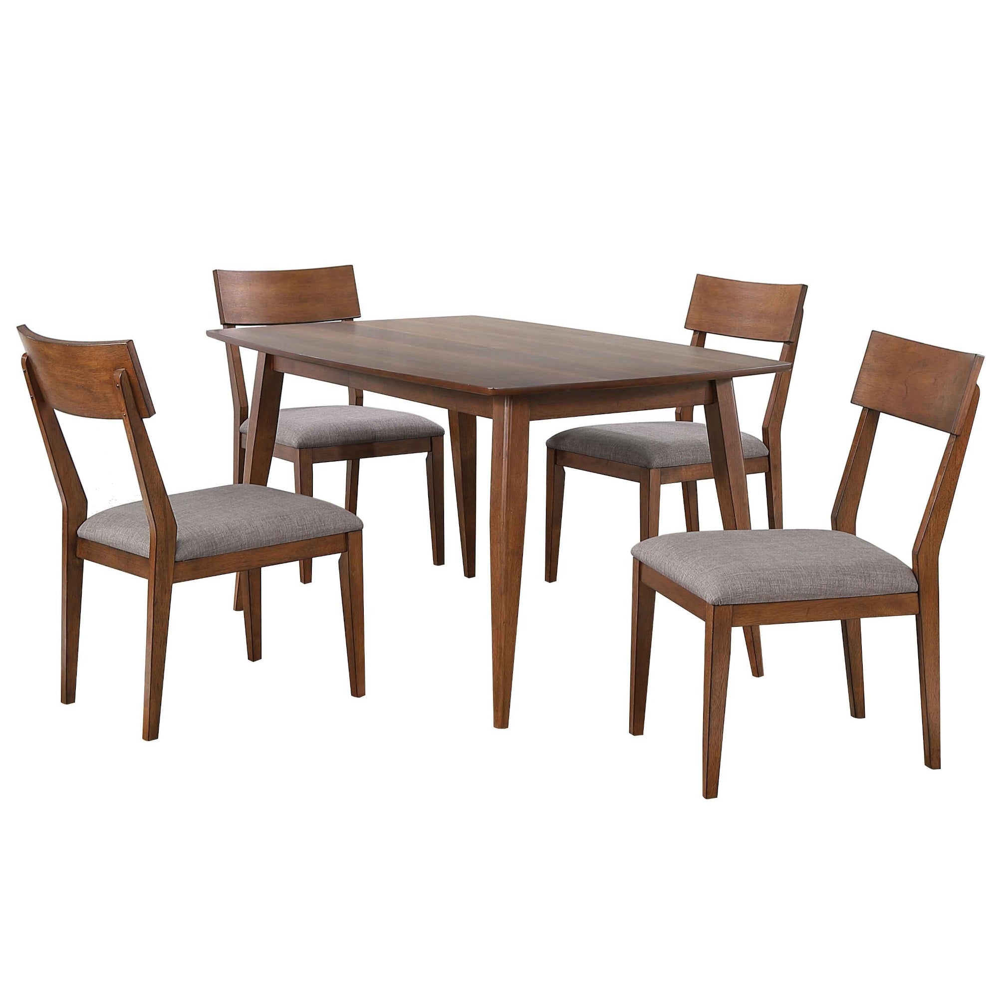 Sunset Trading Mid Century 5 Piece 60 Rectangular Dining Table Set | Padded Performance Fabric Seats | Seats 6