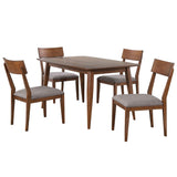 Sunset Trading Mid Century 5 Piece 60 Rectangular Dining Table Set | Padded Performance Fabric Seats | Seats 6