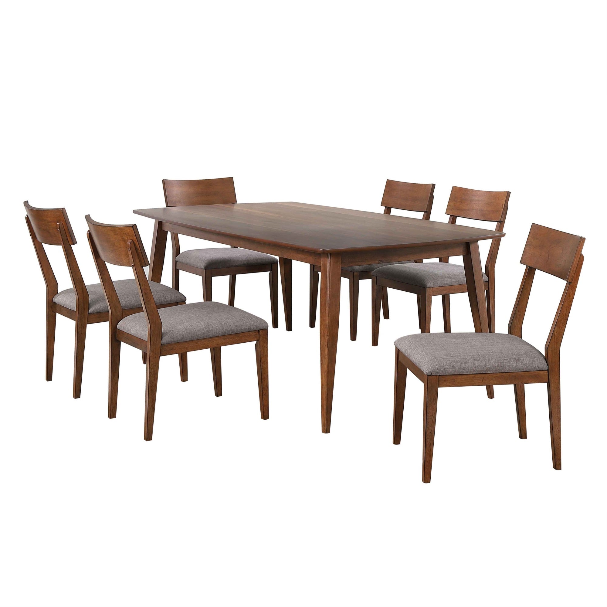 Sunset Trading Mid Century 7 Piece 78 Rectangular Dining Table Set | Padded Performance Fabric Seats | Seats 6