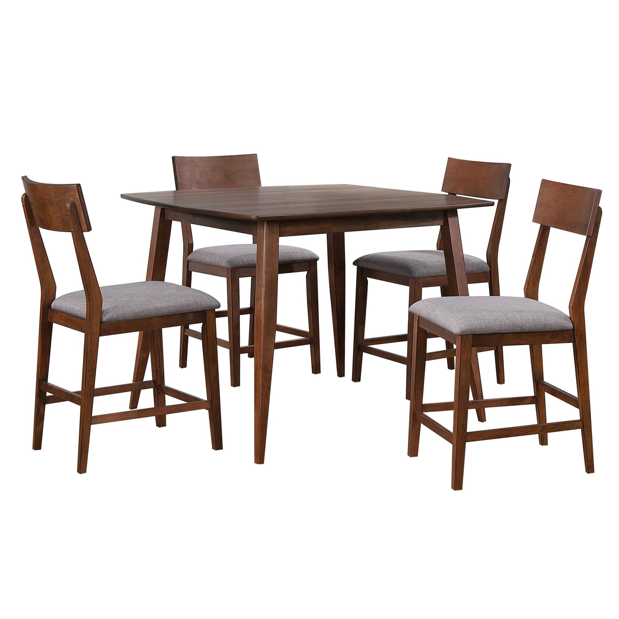 Sunset Trading Mid Century 5 Piece 48 Square Counter Height Pub Table Dining Set | Padded Performance Fabric Seats | Seats 6
