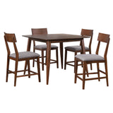 Sunset Trading Mid Century 5 Piece 48 Square Counter Height Pub Table Dining Set | Padded Performance Fabric Seats | Seats 6