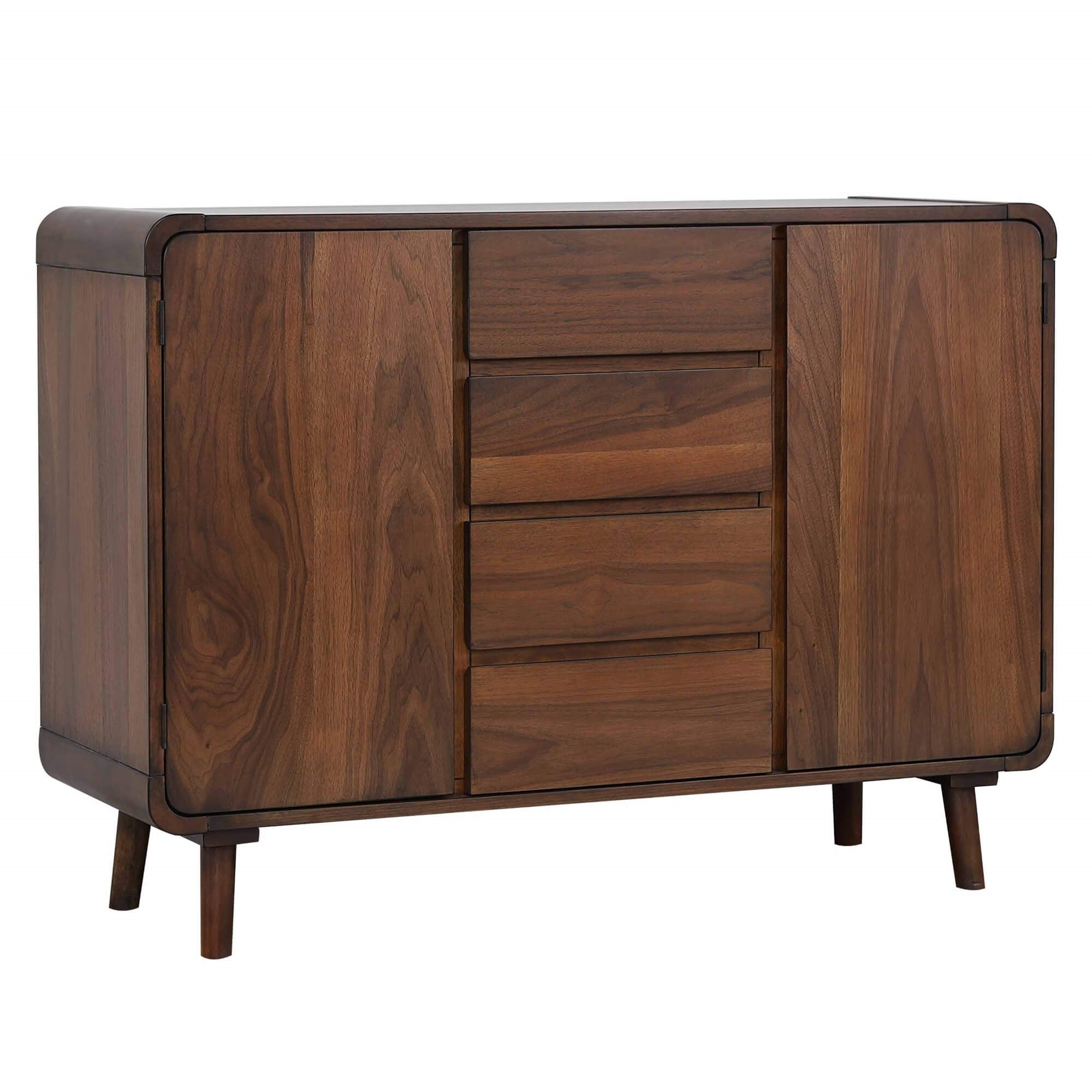 Sunset Trading Mid Century Server | 4 Drawers And 2 Storage Cabinets