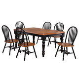 Sunset Trading Black Cherry Selections 7 Piece 72 Rectangular Extendable Dining Set With Arrowback Chairs | Seats 8