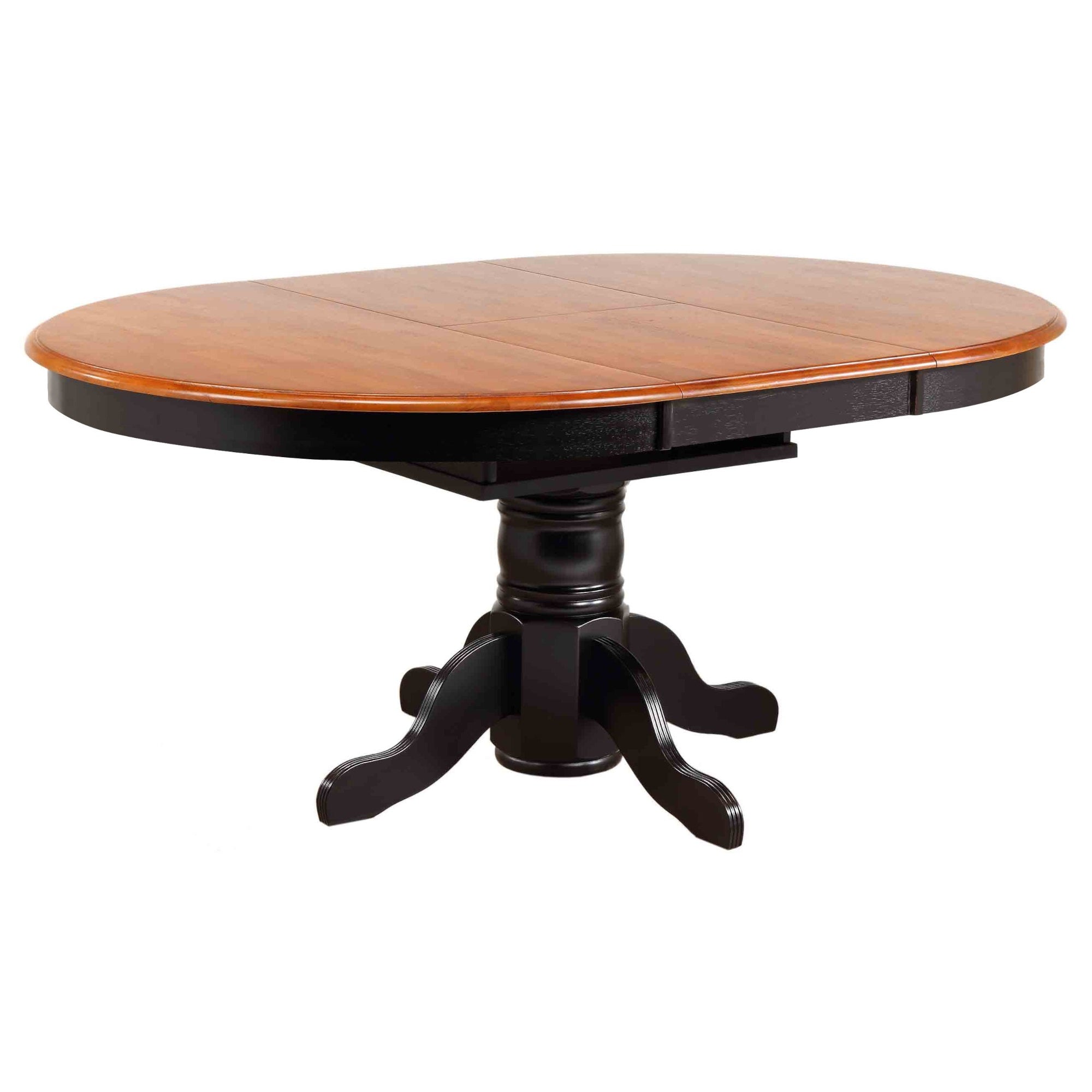 Sunset Trading Black Cherry Selections 66 Oval Pedestal Extendable Dining Table | Antique Black With Cherry Butterfly Top | Se