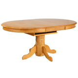 Sunset Trading Oak Selections 48 Round To 66 Oval Extendable Butterfly Leaf Pedestal Dining Table | Light Oak | Seats 6