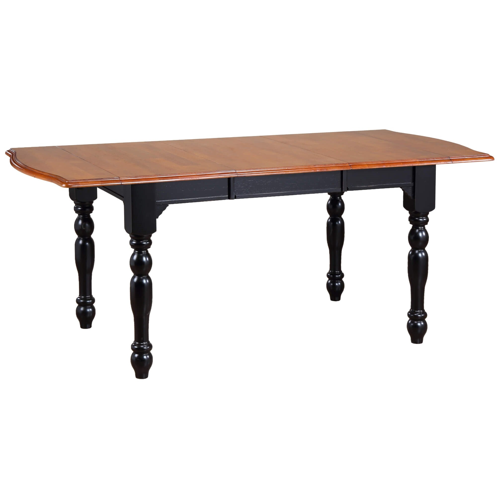 Sunset Trading Black Cherry Selections 72 Rectangular Drop Leaf Extendable Dining Table | Antique Black With Cherry Top | Seat