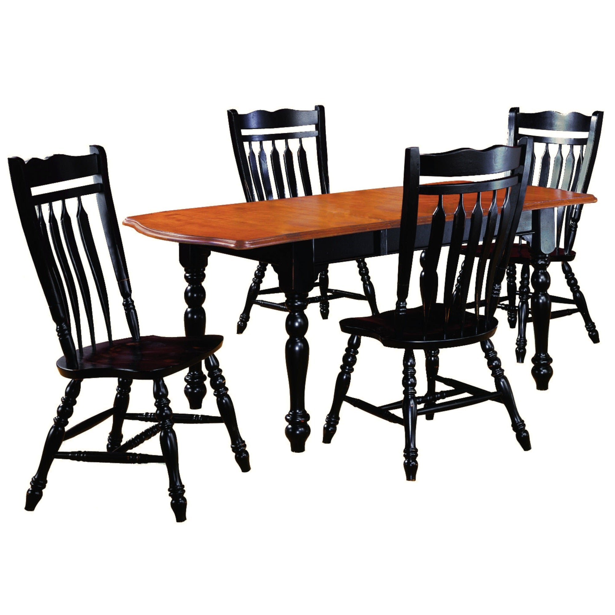 Sunset Trading Black Cherry Selections 5 Piece 72 Rectangular Drop Leaf Extendable Dining Table Set With 4 Aspen Chairs | Seat