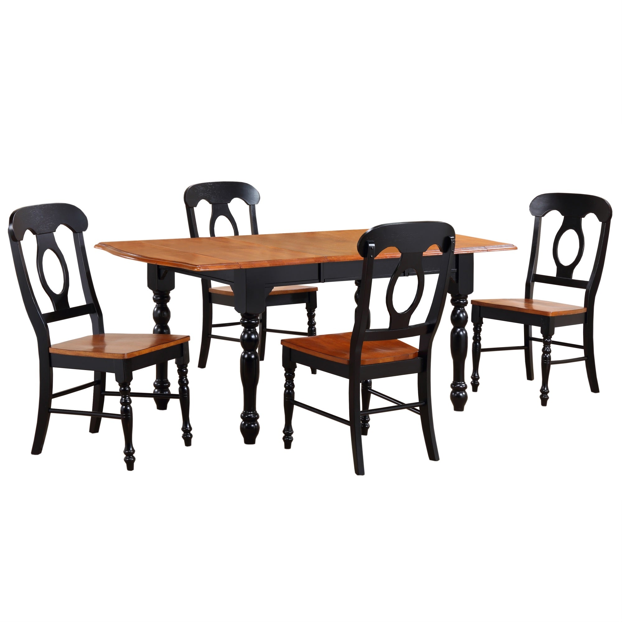 Sunset Trading Black Cherry Selections 5 Piece 72 Rectangular Drop Leaf Extendable Dining Table Set With 4 Napoleon Chairs | S