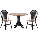Sunset Trading Black Cherry Selections 3 Piece 42 Round Extendable Dining Set With 2 Arrowback Chairs | Drop Leaf Table | Seat