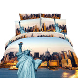 Twin Size Duvet Cover Sheets Set, Statue Of Liberty