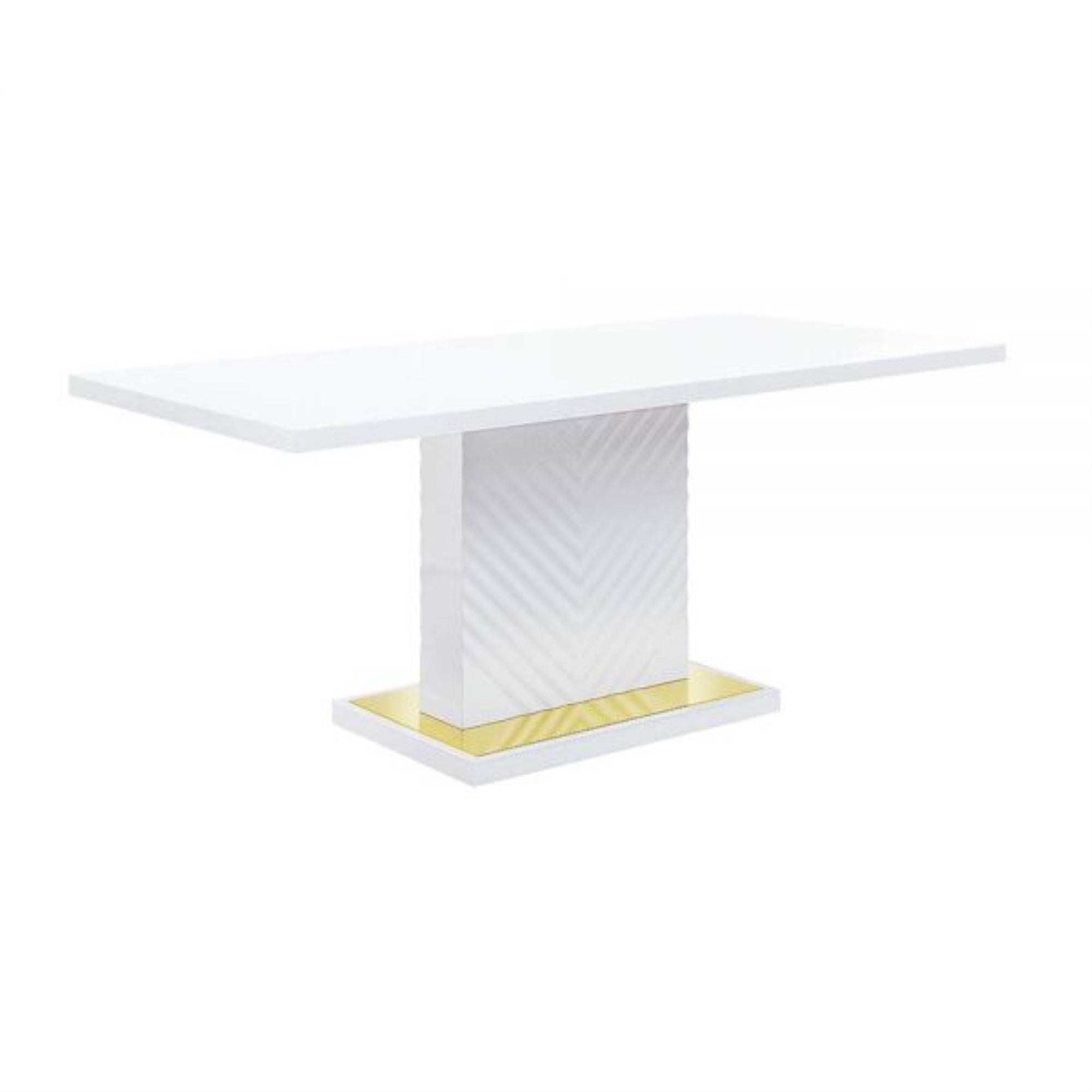 Dn01258 Dining Table - White High Gloss Finish, Gaines (1Set/2Ctn)
