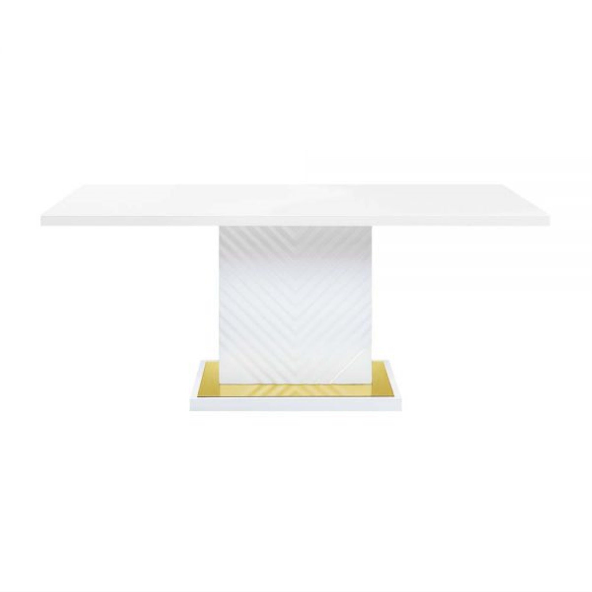 Dn01258 Dining Table - White High Gloss Finish, Gaines (1Set/2Ctn)
