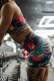 Women's High-Waisted Seamless Front Compression Training Shorts | Tropical Assassin