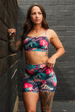 Women's High-Waisted Seamless Front Compression Training Shorts | Tropical Assassin