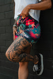 Women's High-Waisted Seamless Front Compression Training Shorts | Tropical Assassin