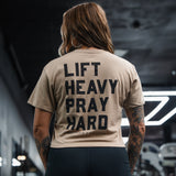 Lift Heavy. Pray Hard. - Sand Women's Crop Tee