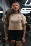 Lift Heavy. Pray Hard. - Sand Women's Crop Tee