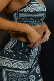 Women's High-Waisted Seamless Front Compression Training Shorts | Pew Pew Paisley