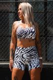 Women's High-Waisted Seamless Front Compression Training Shorts | Zebra Ops