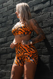 Women's High-Waisted Seamless Front Compression Training Shorts | Tiger Snipe